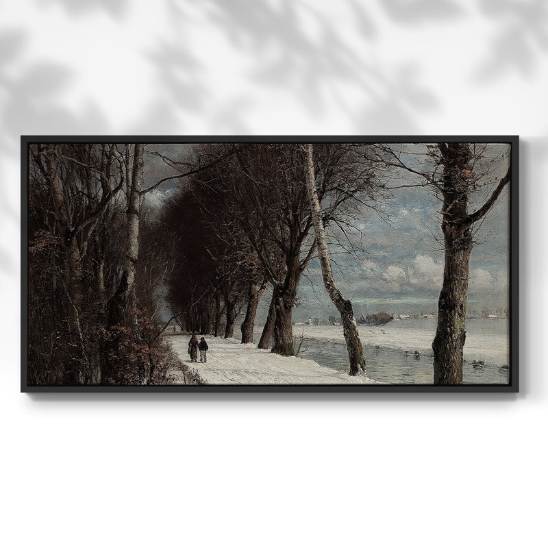 «Landscape Series» - Dxliii - Toile tendue avec châssis encadré - Prêt à être accroché, H 17 po x l 33 po, Noir