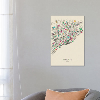 Toronto, Canada Map by Ayse Deniz Akerman - Wrapped Canvas Gallery-Wrapped Canvas Giclée