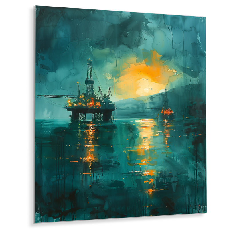 Emerald Oil Offshore Plateforme Horizon - Art mural, H 16 po x l 32 po x P 1 po, Métal métal