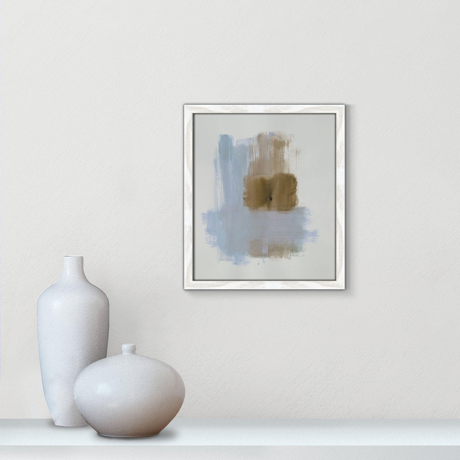 Esmeray "Powder Room Wash IV" Print, 15" H x 13" W x 1.25" D, White Slim Frame Unmatted
