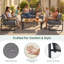 Ensemble de conversation de patio en acier 4 pièces, ensemble de mobilier de patio pour 4 personnes avec table basse pour la cour-1895332331