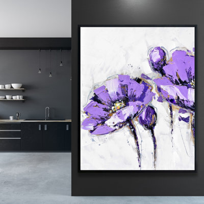 Purple Abstract Flowers Print On Canvas
