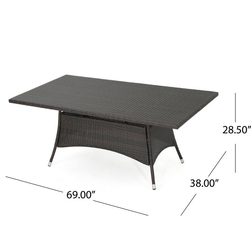 69" Patio Dining Table Rectangular, Pe Wicker