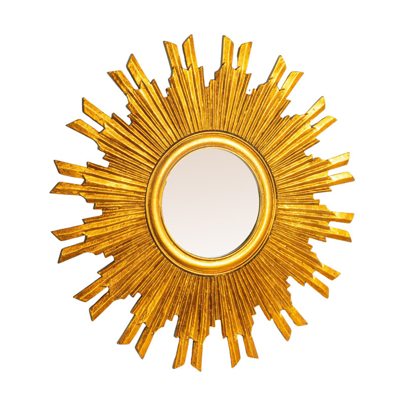 Round Sunburst Wall Mirror, Gold