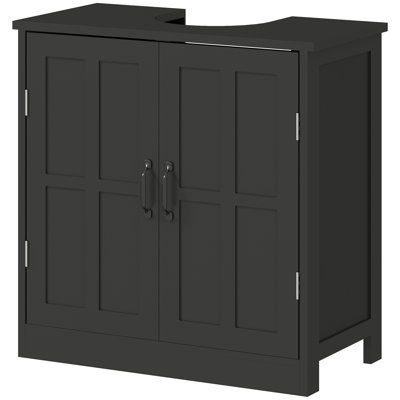 Bathroom Sink Cabinet, Pedestal Sink Cabinet With Adjustable Shelf, Black