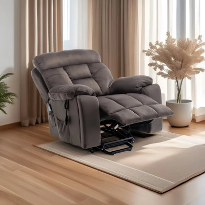 Power Lift Recliner Chair With Massage & Heat - Extra Wide Seat, 8-point Vibration, Remote Control, 330lbs Capacity - Upholstered Elderly Recliner For Living Room, Reading, Napping (grey Fabric)