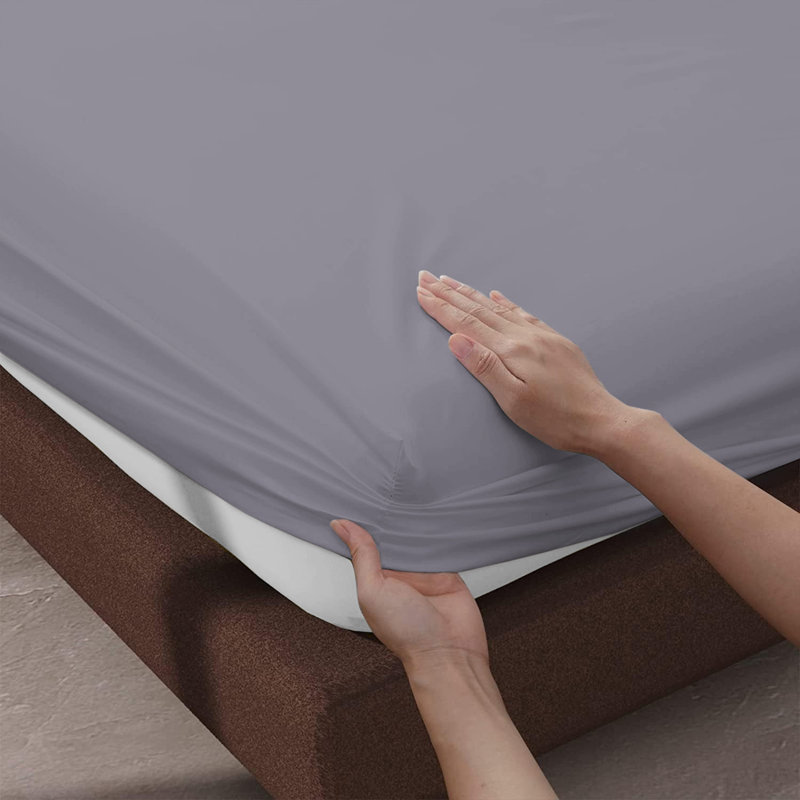 Leila Microfiber 25cm Deep Pocket Fitted Bed Sheet, Grey, Super King (6')