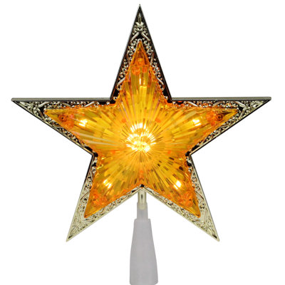 Décoration pour sommet de sapin en forme d'étoile à 5 pointes de 9 po or et cristal