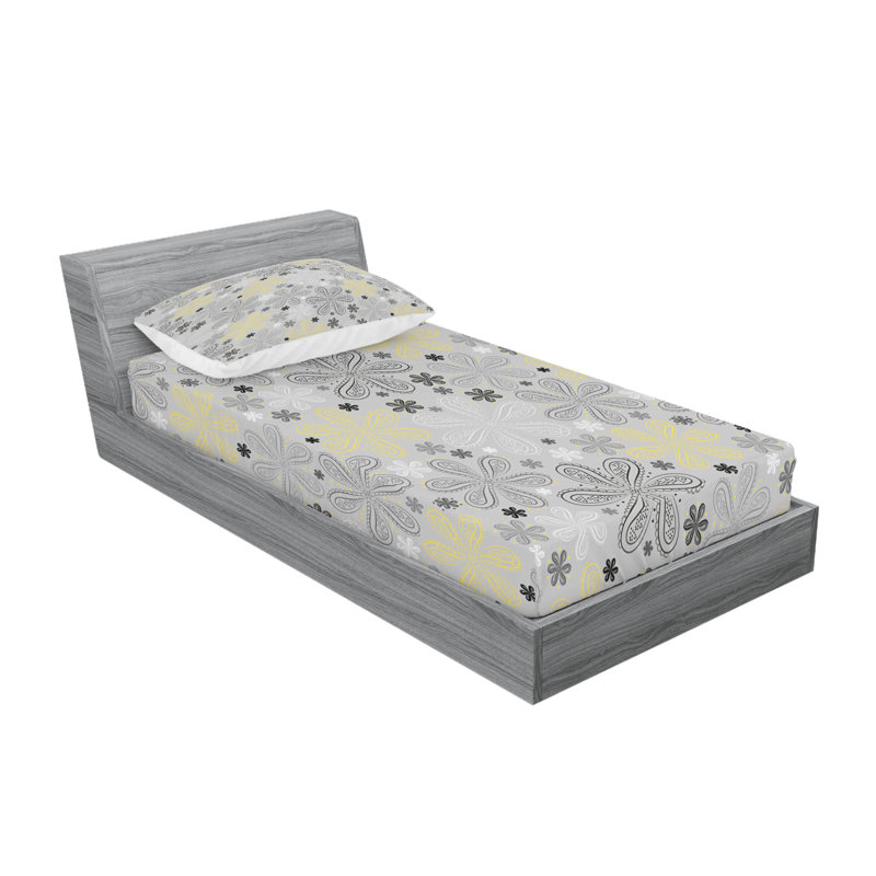 Ensemble de draps et taies décoratives gris pâle Ambesonne, Ensemble de draps pour lit simple + 1 drap-housse 