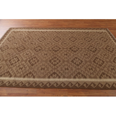 All-Over Brown Kilim Area Rug 5x8