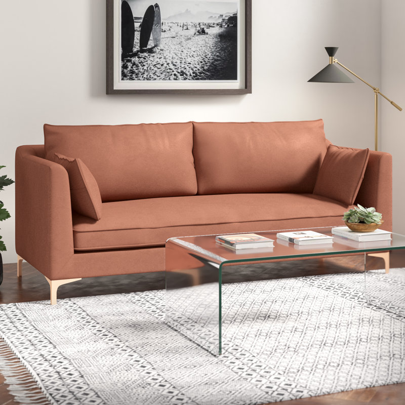 Lenore Upholstered 80.25'' Sofa, Blush Pink Velvet