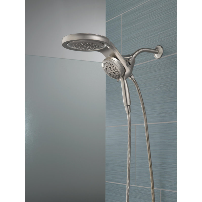 Hydrorain 5 Spray Dual Shower Head and Handheld Shower with Lumicoat and H2Okinetic 1.75 GPM, Lumicoat Stainless