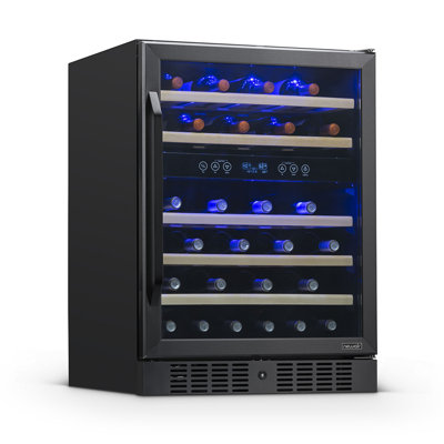 Newair 24 Built-in 46 Bottle Dual Zone Wine Cooler with Removable Beechwood Shelves in Black Stainless Steel — FIN-0014794 | Fridge.com