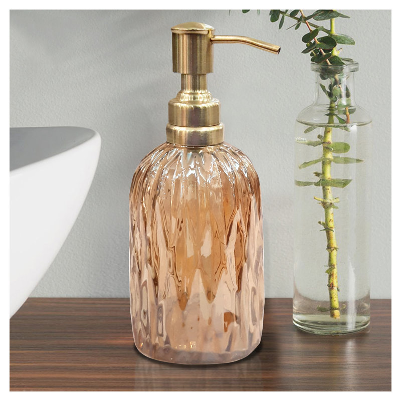 Distributeur de savon liquide en verre Amber avec pompe pour meuble-lavabo et évier de cuisine