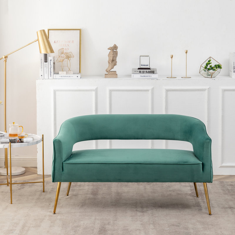 Deybi 51'' Velvet Recessed Arm Loveseat, Mint Green Velvet
