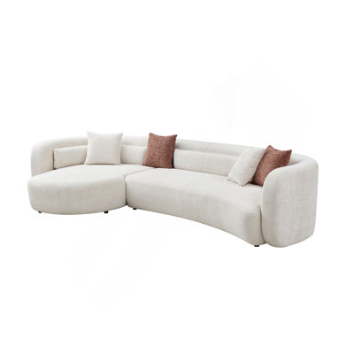 Canapé modulaire incurvé de luxe de 132 po, canapé confortable de style minimaliste pour appartement de salon, méridienne modulaire en L