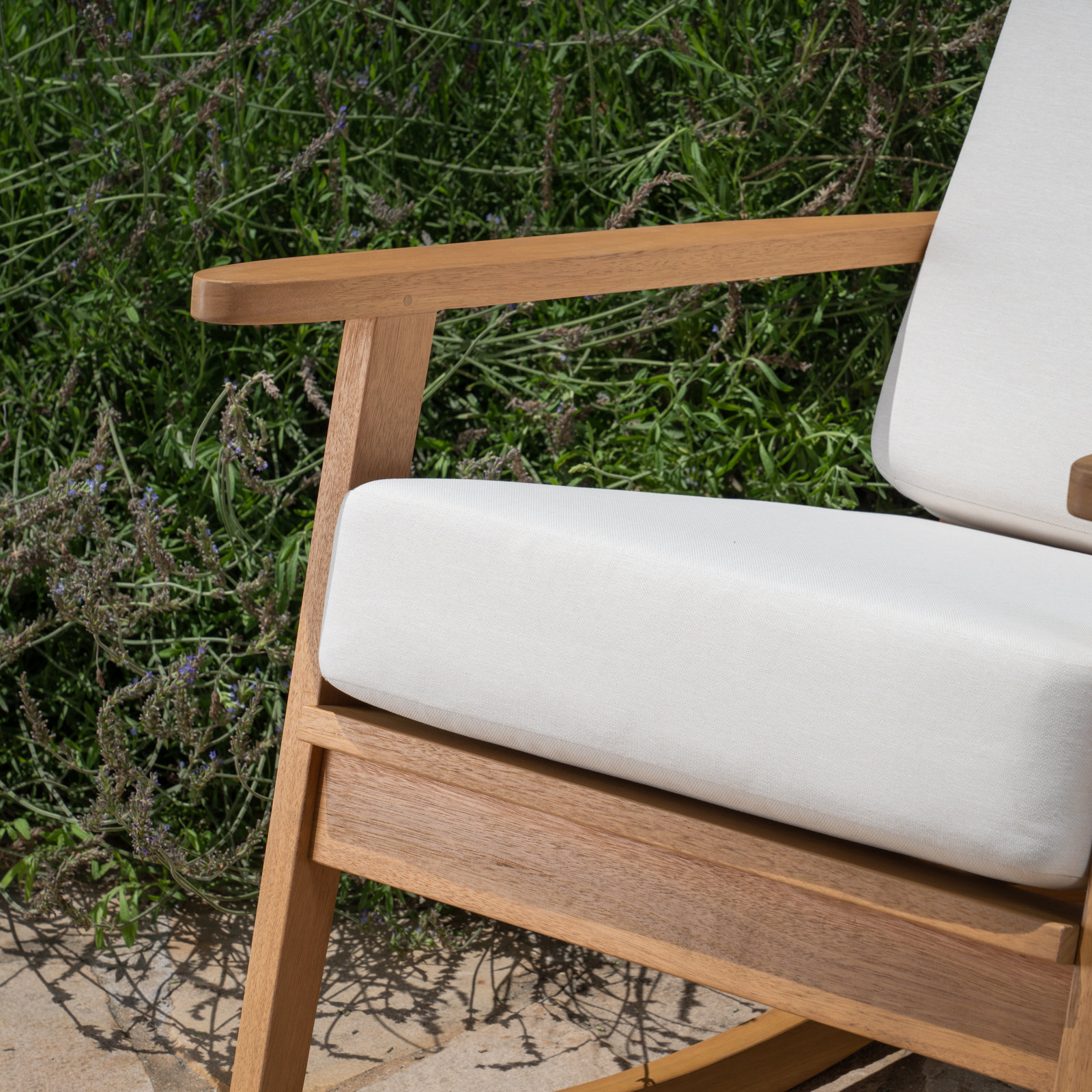 Olene Eucalyptus Patio Rocking Chair, White
