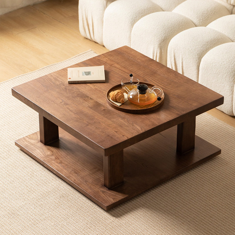 Simple modern coffee table, 14.96" H x 35.43" L x 35.43" W, Brown