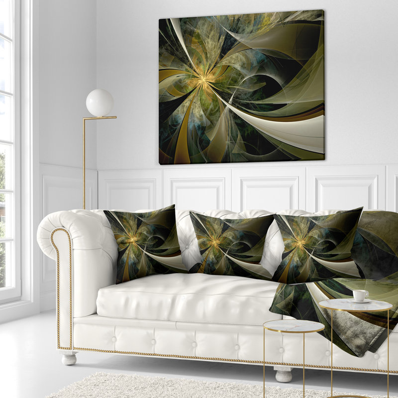 Grand coussin floral fractal, 18 po x 18 po, Coussin décoratif