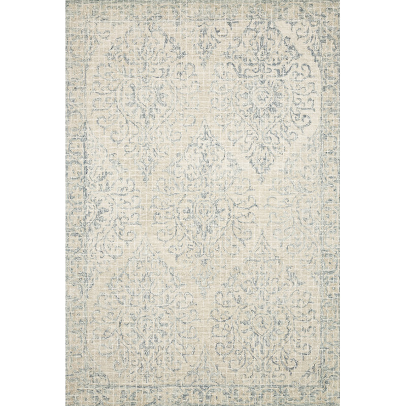 Laine beige/Tapis décoratif ciel crochetée à la main Zeinab, Rectangle 9 pi 3 po x 13 pi