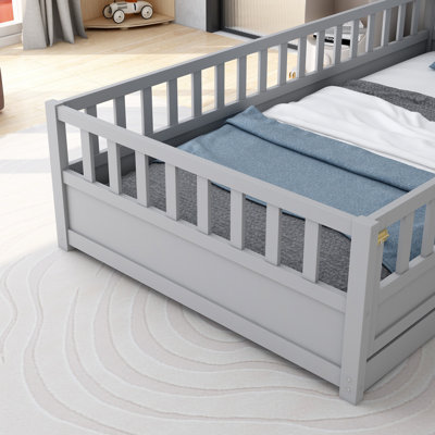 Lit de plancher, fabrication intégrale avec barrière de sécurité ultra haute