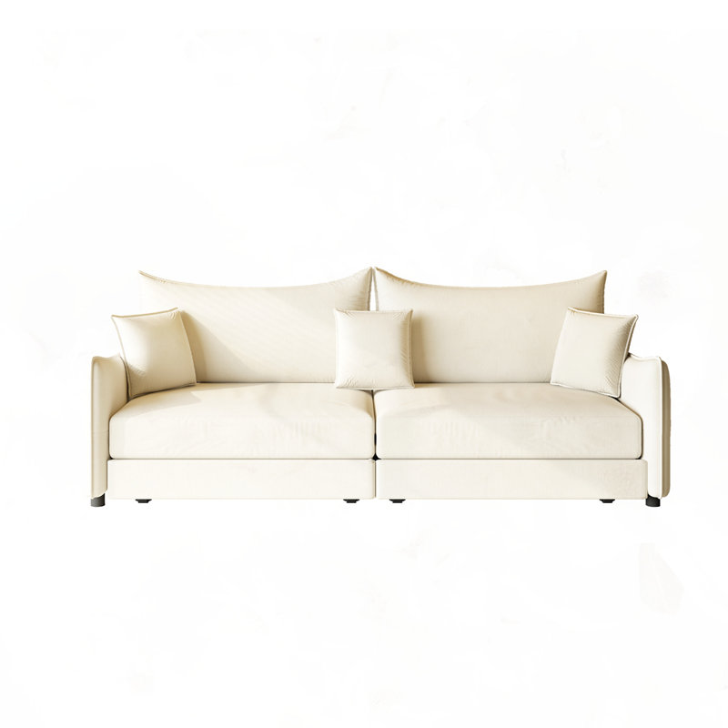 81.9" King Pull Out Sofa Bed, Beige White