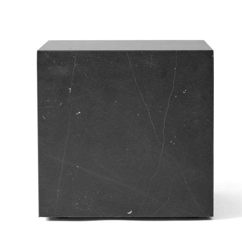 Plinth End Table, 15.7" H x 15.7" W x 15.7" D, Black Marquina