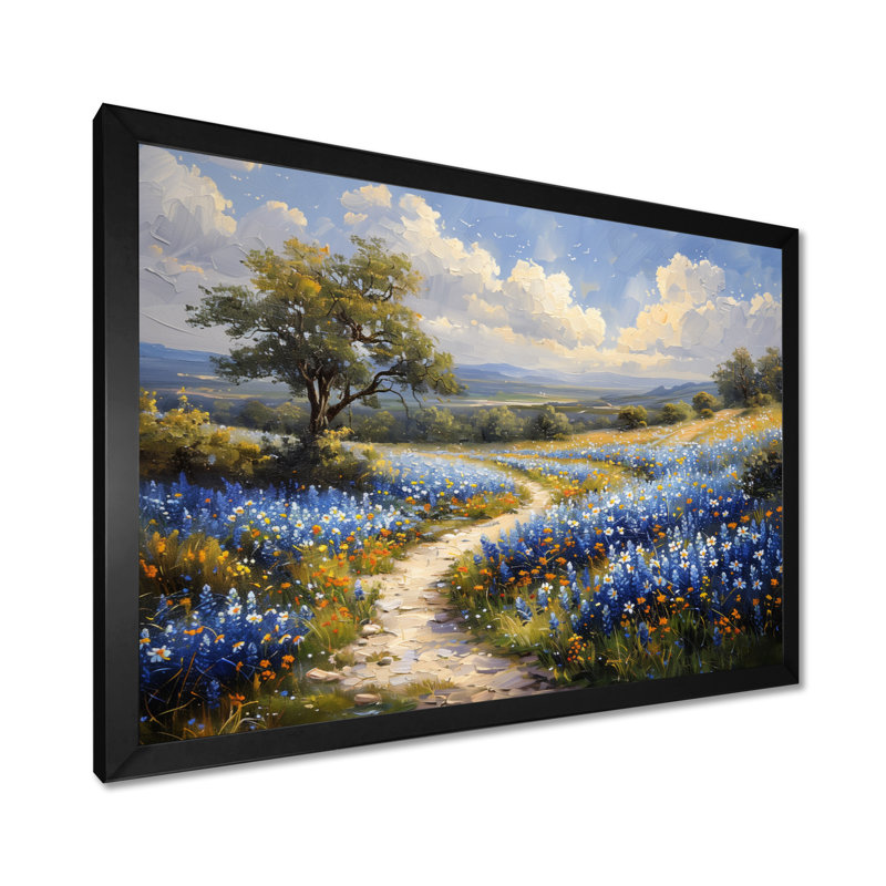 «Blue Green Summer Meadow Charm Blue Bonnets III - Blue Bonnets», reproduction d'art, H 24 po x l 32 po x P 1 po