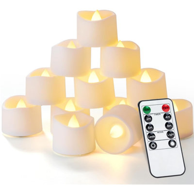 Remote Candles, Timer Candles, 400+hours Flickering Flameless Battery Operated Led Tea Lights Candles Votive Candles With Remote, For Tabletop Lighting, Table Centerpieces Decor