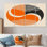 «Retro Orange Circle Waves Yin Yang», art mural géométrique sur toile, 4 pièces
