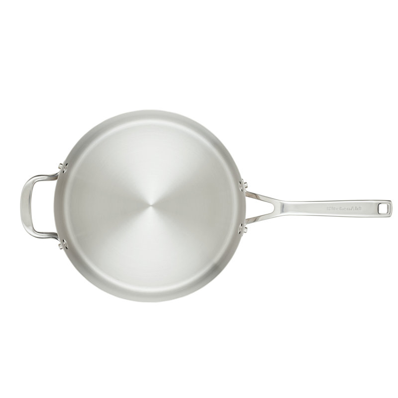 Kitchenaid 3-ply Base Stainless Steel Deep Saute Pan With Helper Handle And Lid, 4.5-quart, Brushed Stainless Steel