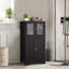 Armoire de rangement Somerville avec 2 portes en verre et 2 portes en bois-2005645618