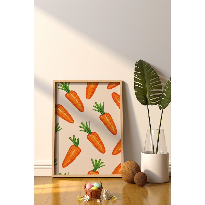 Peinture décorative encadrée de Pâques, 19,7 po x 27,6 po | Cadre 100% bois massif (épaisseur: 0,8 pouce) et œuvre d'art en panneau de fibres à densité moyenne 100% (épaisseur: 0,1 pouce) | Impression numérique vibrante, pour les décorations printanières et les célébrations festives