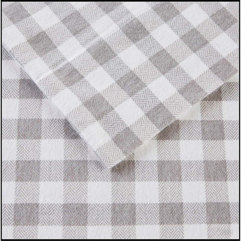 4 PCS King Printed Sheet Set Gray Herringbone Check