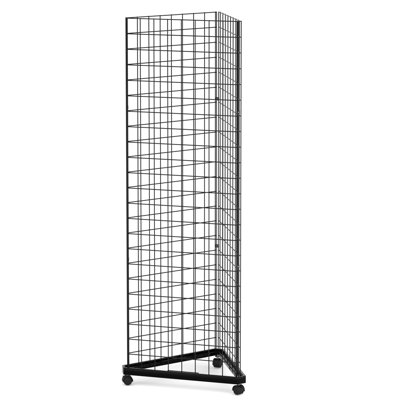 24" D X 24" W X 75" H - Triangular Gridwall Panel Display Stand, Black Triangle Wire Grid Tower With Base & Casters, Not Splice 6mm Wire Rolling Grid Wall For Home Organization&retail.