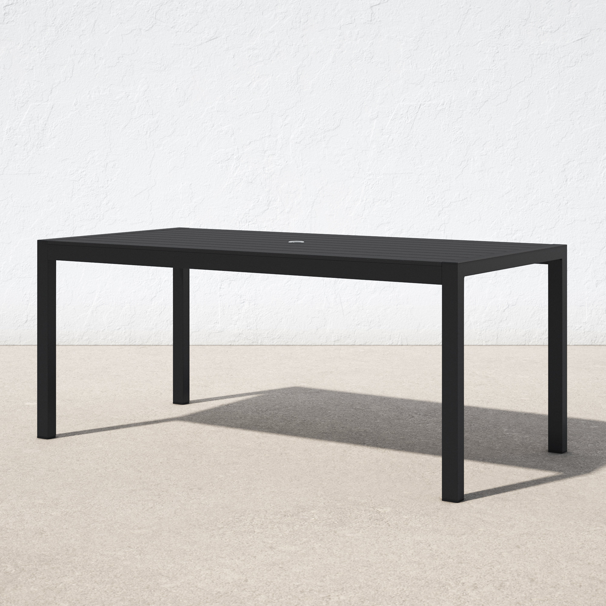 Aynura 71'' Plastic / Acrylic Outdoor Dining Table, Black, Black