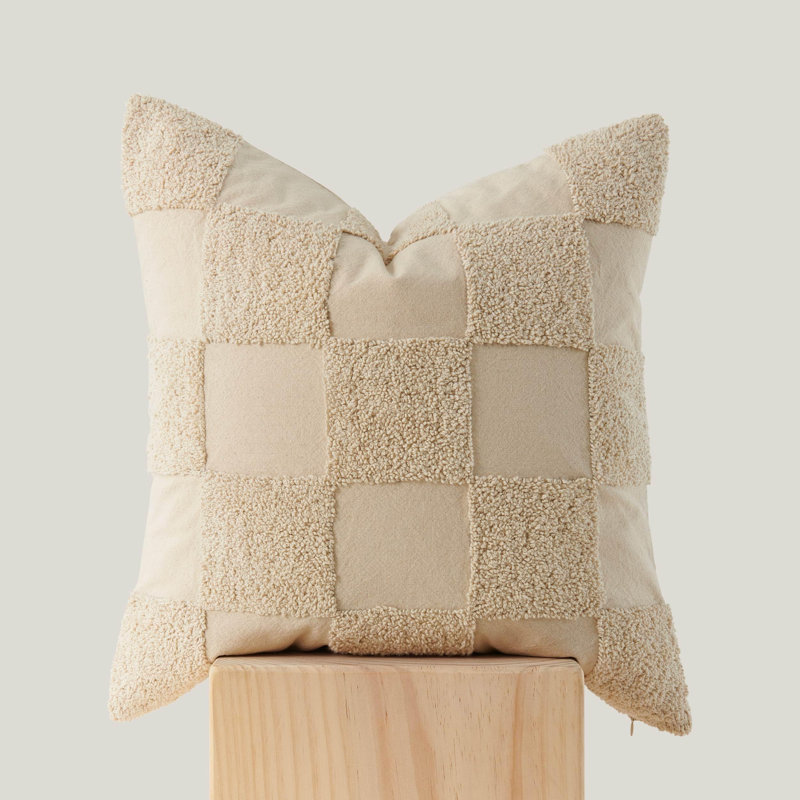 Housses de coussin décoratives touffetées à deux points 100% coton, Avoine