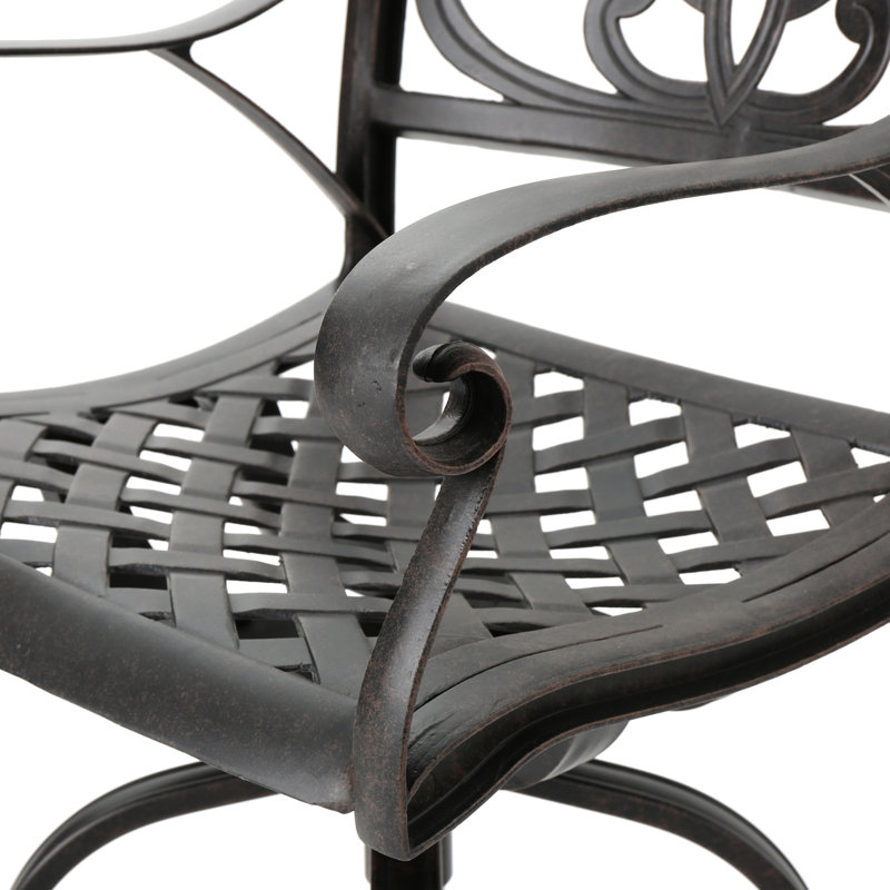 Tabouret de bar pivotant en aluminium avec accoudoirs roulés en cuivre, l 21,49 po x P 25,04 po, H 48,81 po