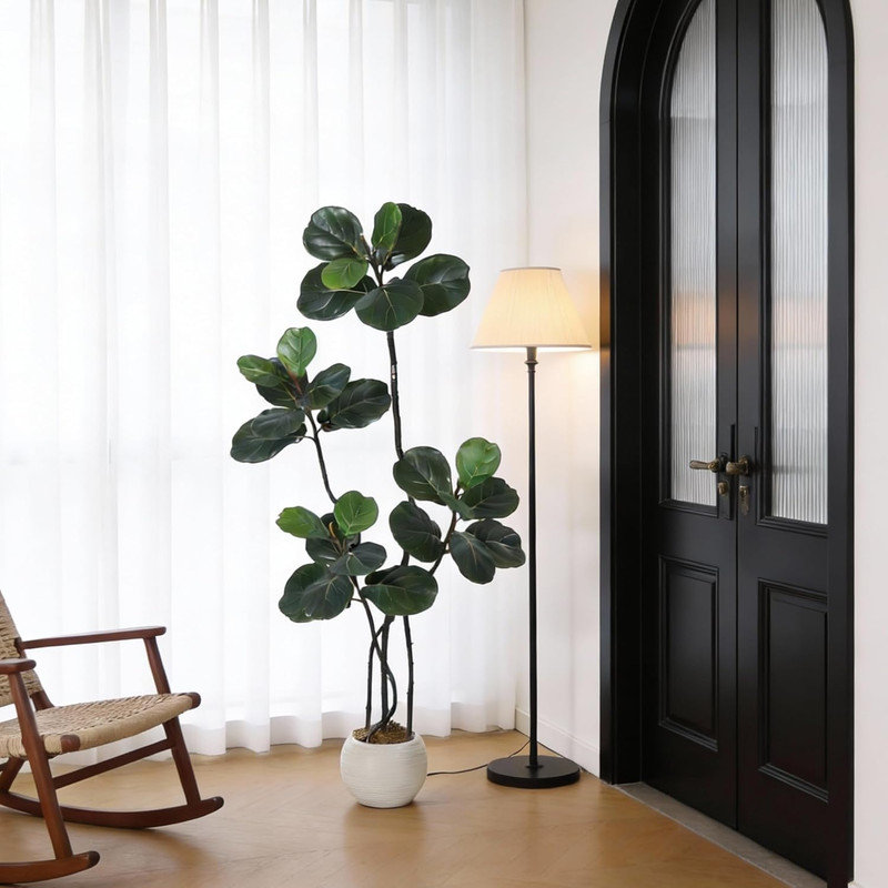Figuier figuier artificiel 5/6 / 7FT en pot de fleurs blanc, faux arbre d'intérieur réaliste pour la maison et le bureau