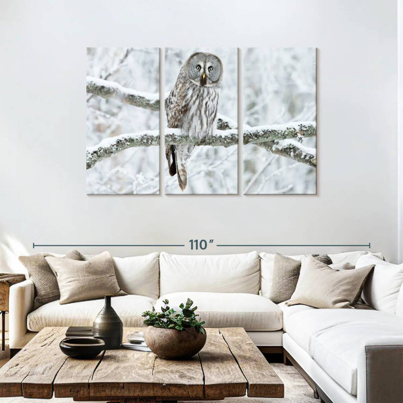 Great Grey Winter Owl, 48" H x 74" W