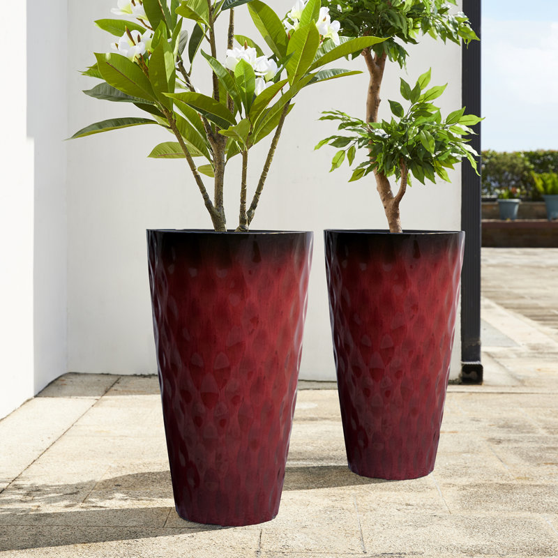 Ensemble de 2 pots à fleurs surdimensionnés rouges 23,75 po, Rouge