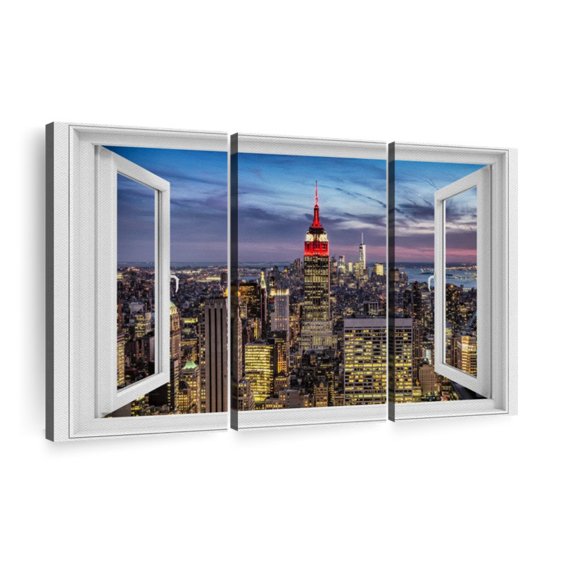 «Empire State Building And The NYC Skyline III», 3 pièces, H 42 po x l 65 po