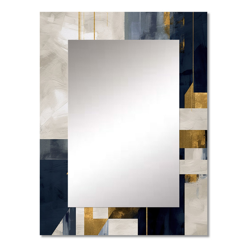 Gold Blue Shapes In Harmony - Abstract Shapes, 32 po x 24 po
