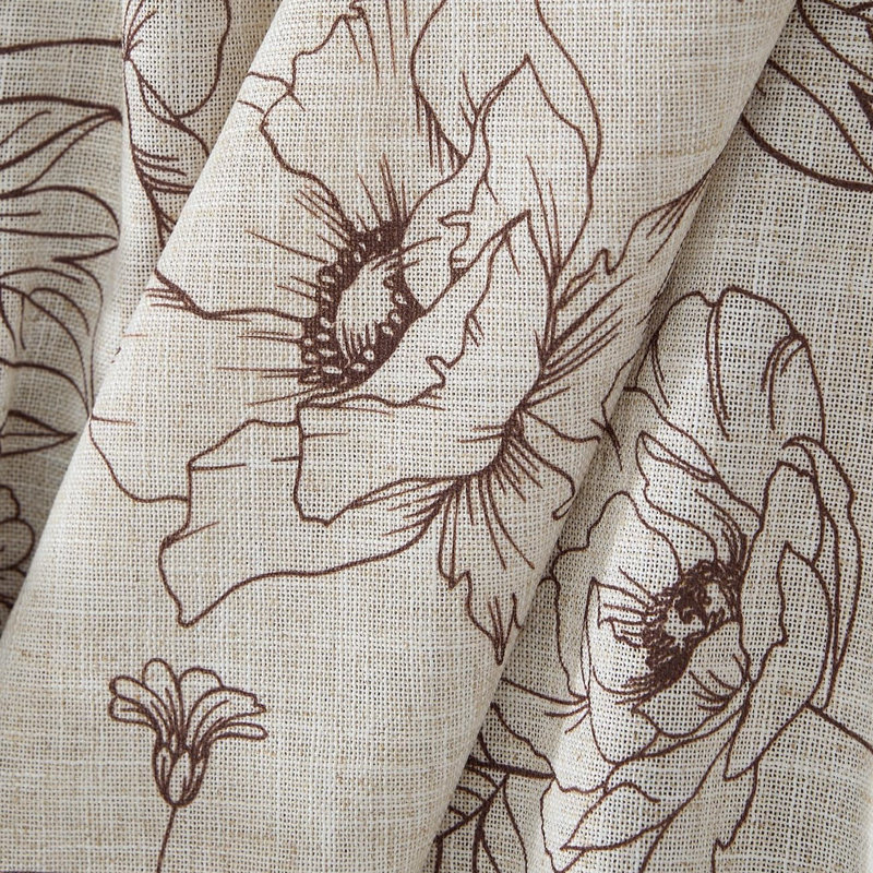 Linen Blend Room Darkenin Curtain Panel Pair, Brown, 127cm Width x 213.36cm Drop