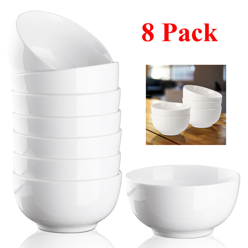 White Ceramic Bowls Set Of 8