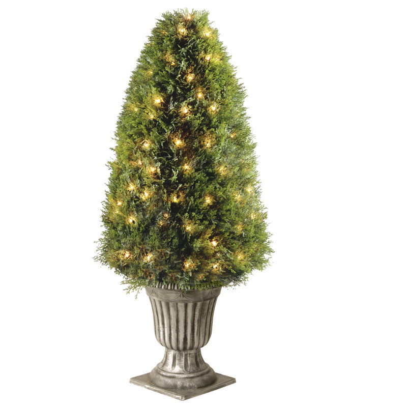 Pre-Lit Artificial Upright Juniper, 48" H x 17" W x 48" D