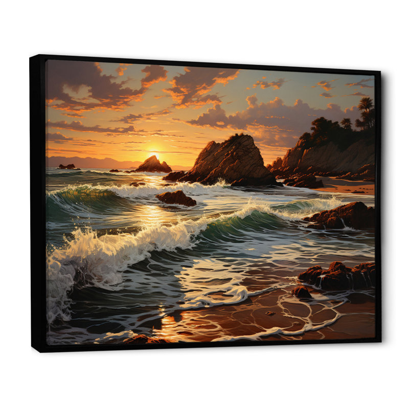 Beach Photo Scenery III - Nautical & Beach Canvas Art Print, 12" H x 20" W, Cadre flottant noir