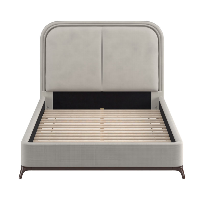 Lit plateforme tapissier Savannah, Grand, Gris