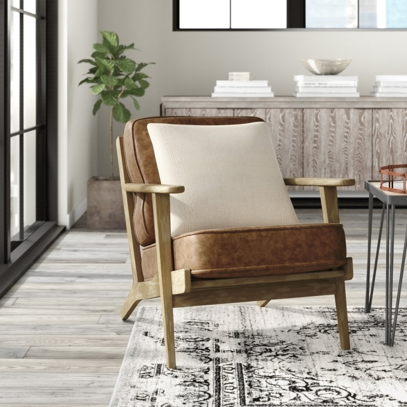 Momea Faux Leather Armchair, Brushed Smoke, Nubuck Chocolate Brown Faux Leather