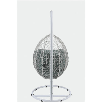 Chaise suspendue Simona en tissu vert et osier blanc